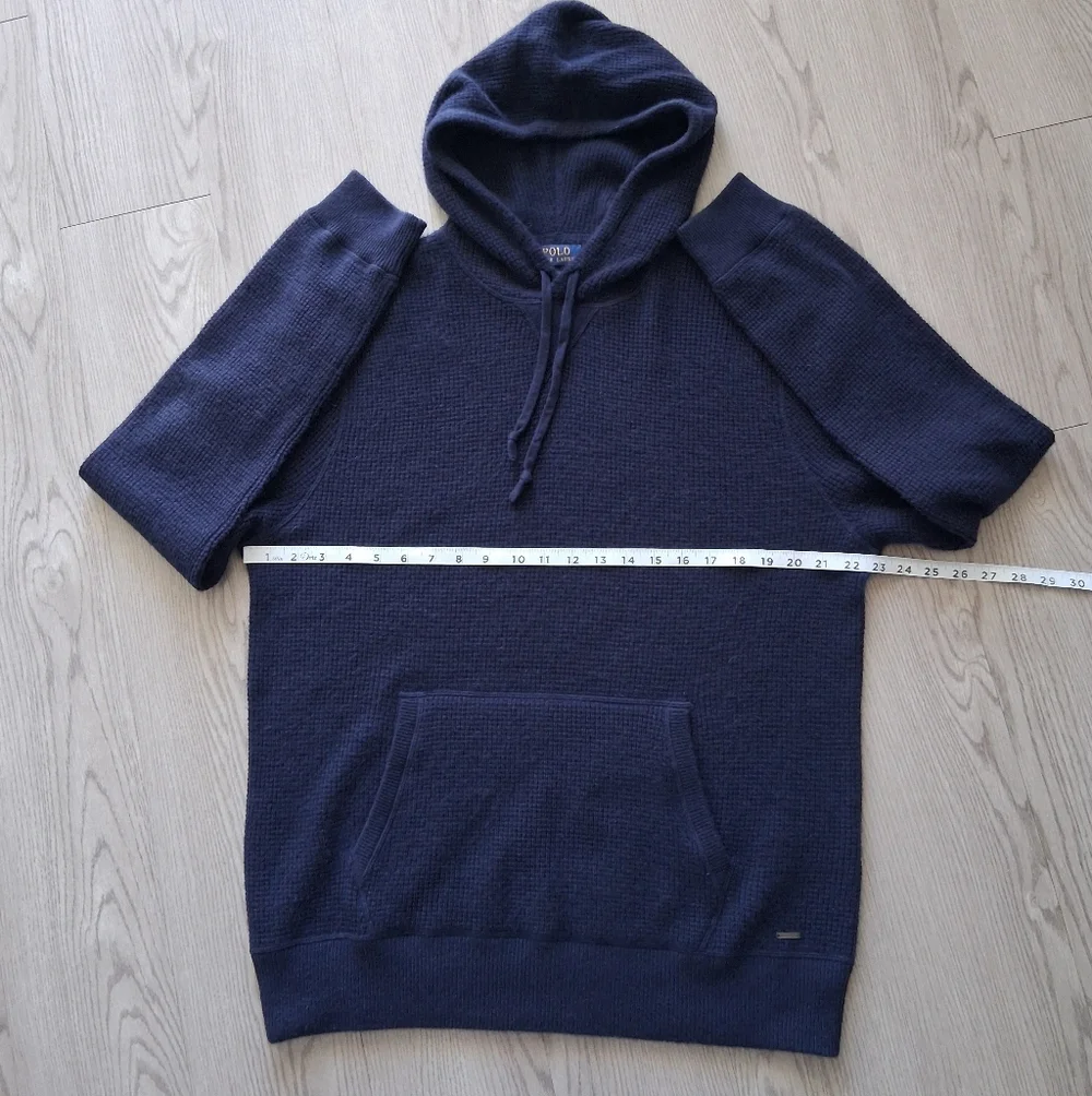Polo Ralph Lauren Washable Cashmere Hooded Sweater In Waffle Knit Navy XL